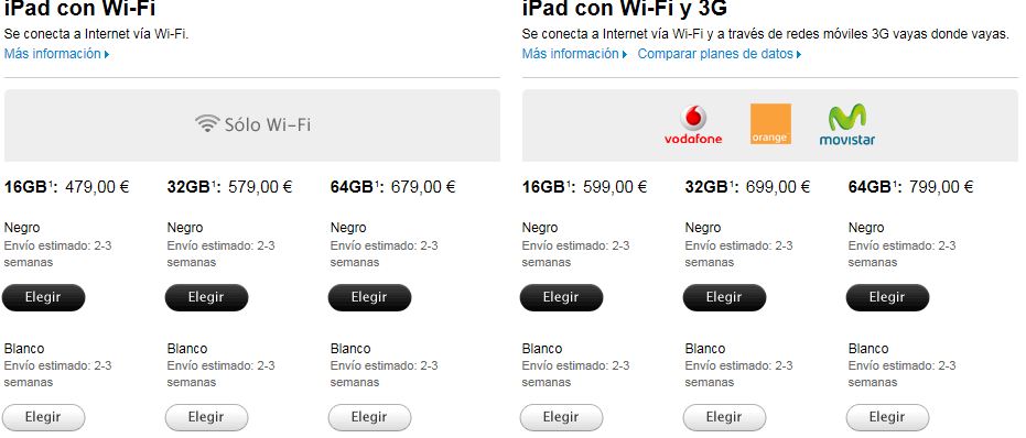 Vista del iPad 2 presentado por Apple