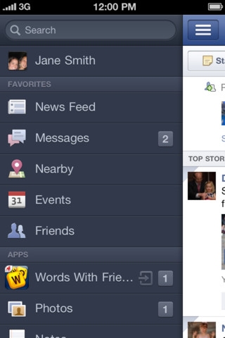 facebook 4.0 menu