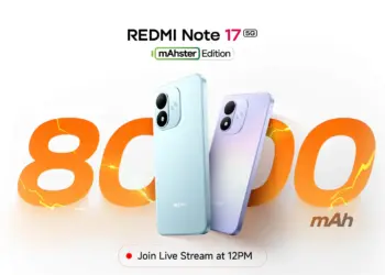 Redmi Note 17 5G en azul y violeta delante de la cifra 8.000 mAh