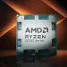 Procesador AMD Ryzen 9000 sobre un fondo negro y naranja