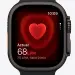 Apple Watch mostrando la frecuencia cardiaca en pantalla