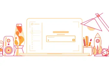 Ilustración de un portátil rodeado de herramientas que representa Cloudflare OS