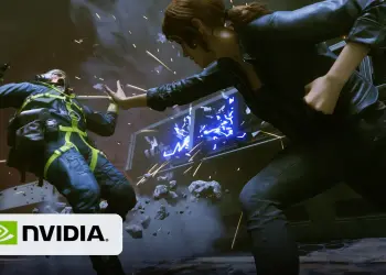 Escena oficial del videojuego Control con identificación de NVIDIA