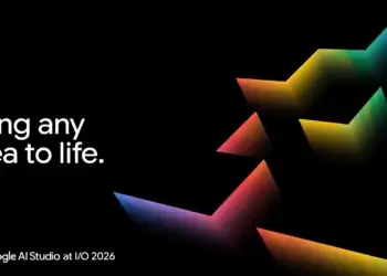 Identidad visual de Google AI Studio sobre fondo negro