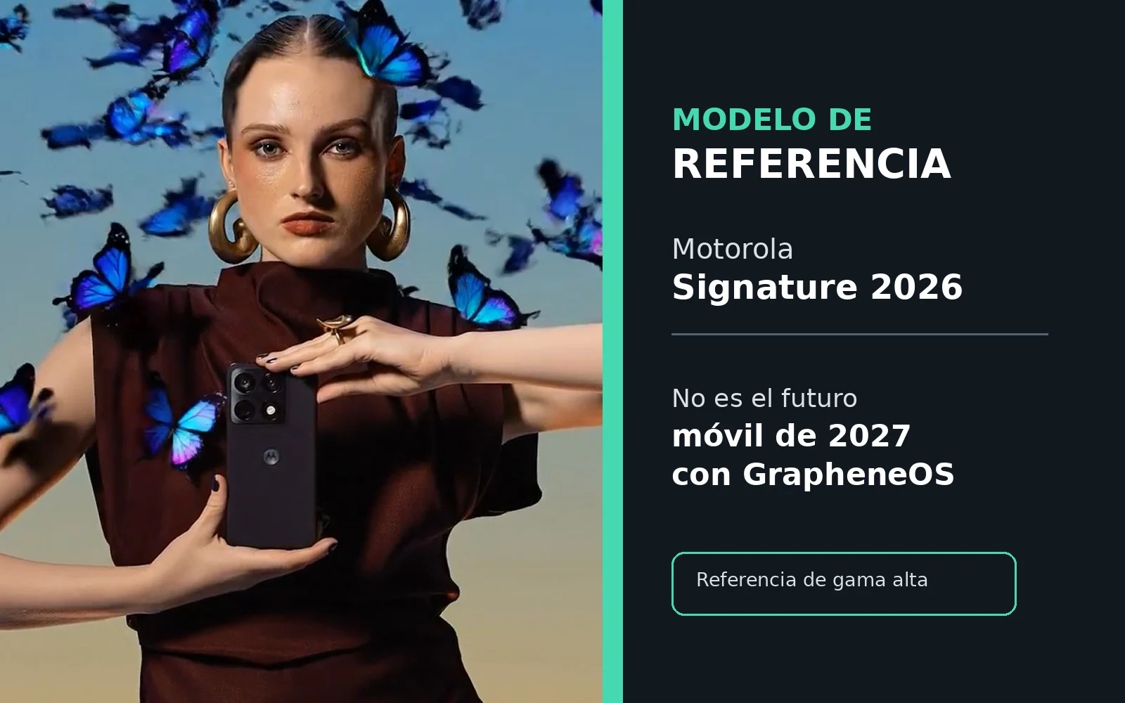 Motorola Signature de 2026 junto a un texto que lo identifica como modelo de referencia