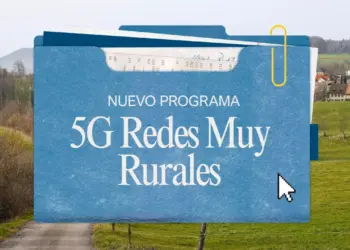 Gráfico oficial del programa 5G Redes Muy Rurales sobre un paisaje rural