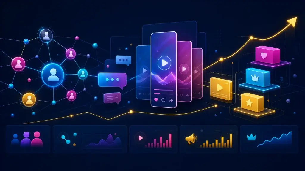 Diagrama conceptual de usuarios, vídeos, publicidad y suscripciones digitales