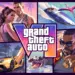 Arte oficial de Grand Theft Auto VI con el logotipo del juego y sus personajes