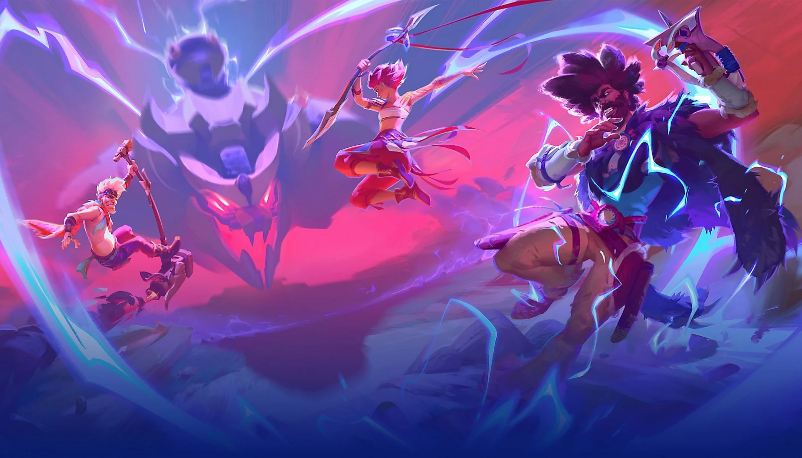 Personajes de Horizon Hunters Gathering durante un combate cooperativo