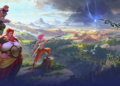 Personajes y máquinas de Horizon Hunters Gathering en una escena de acción