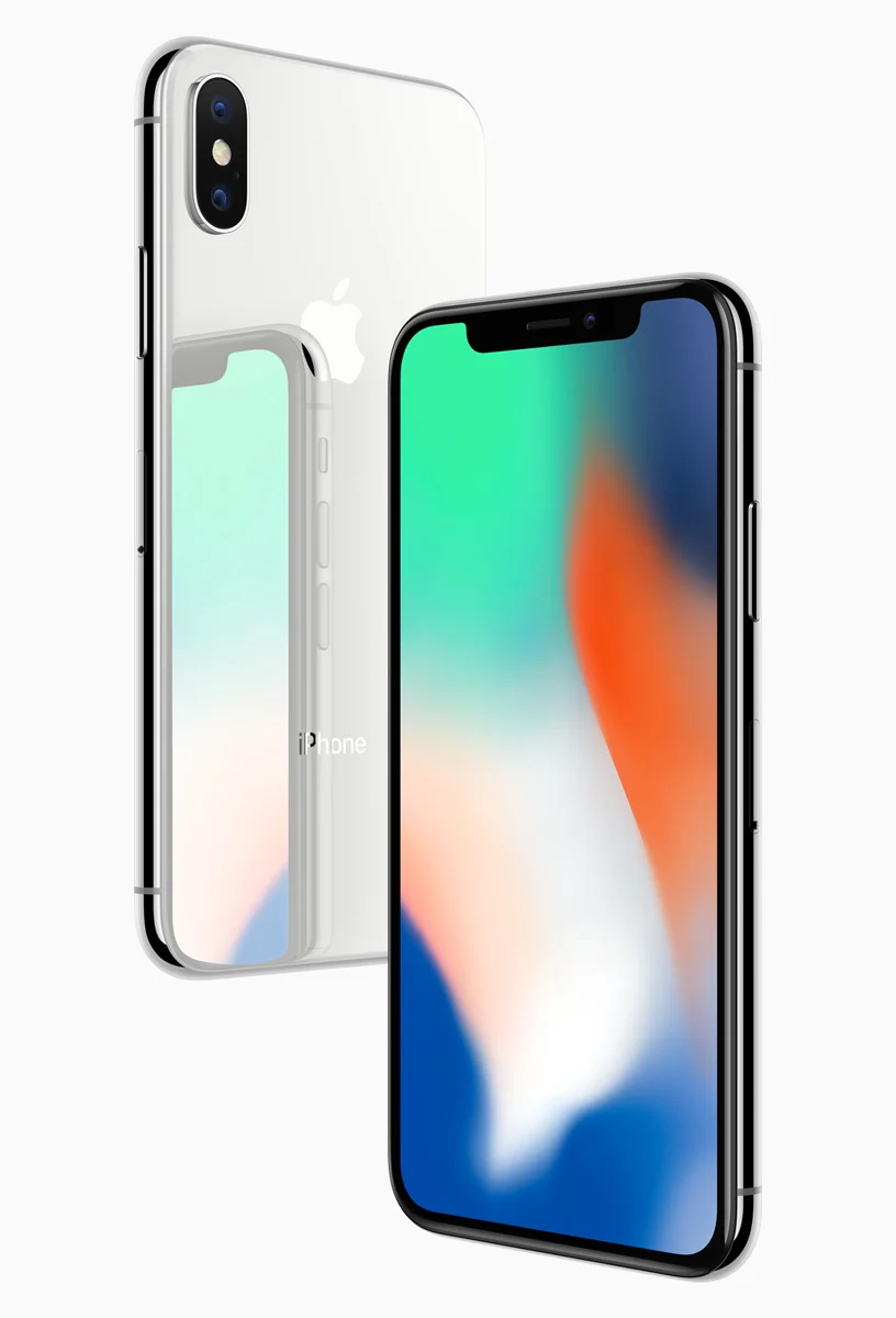 iPhone X visto de frente y por detrás sobre fondo blanco