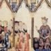 Representación medieval de Jaume I ante su corte en las Cantigas de Santa María