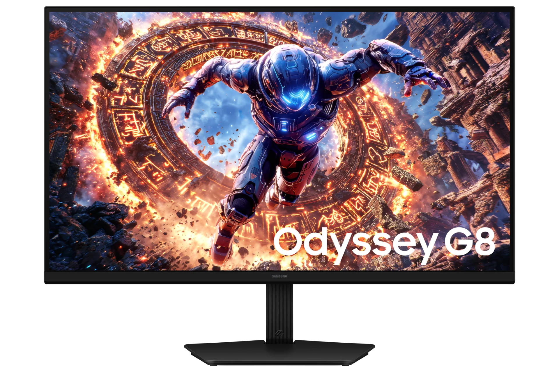 Monitor Samsung Odyssey G8 G80HS 6K mostrado de frente