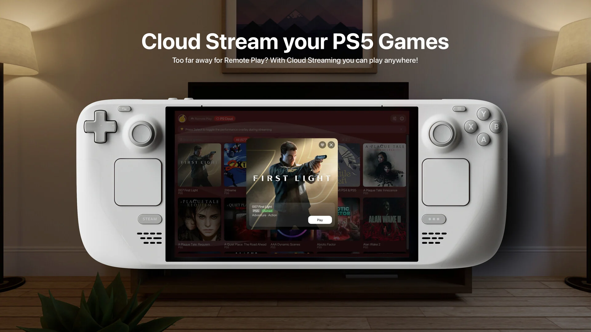 Asobi Remote Play con juegos de PS5 en la nube en una consola con SteamOS
