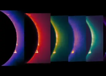 Corona solar captada en distintas longitudes de onda desde un avión WB-57 de la NASA