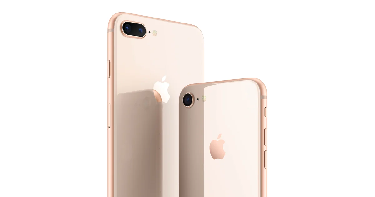 iPhone 8 y iPhone 8 Plus vistos por la parte trasera
