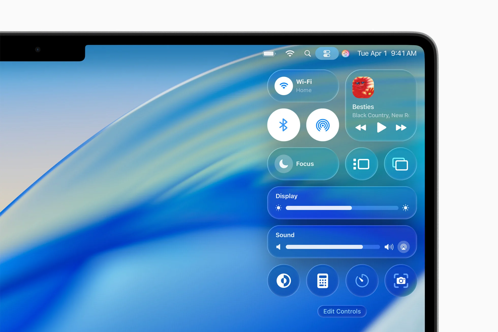 Centro de control de macOS Tahoe en un Mac