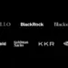 Logotipos de NVIDIA, Apollo, BlackRock, Blackstone, Brookfield, Goldman Sachs y KKR