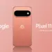 Vista trasera oficial del Google Pixel 11 Pro en color coral
