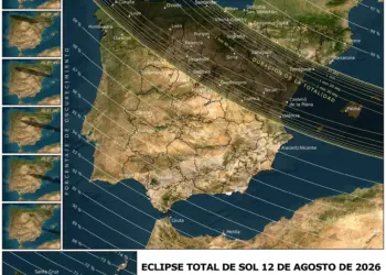 Mapa del eclipse total de Sol del 12 de agosto de 2026 en España