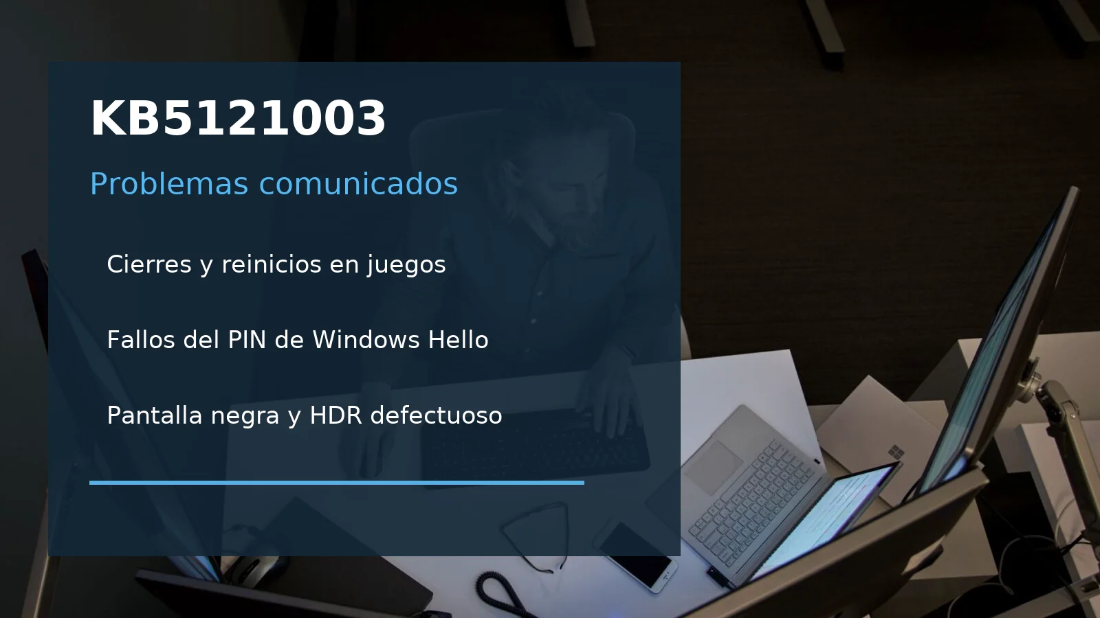 Resumen de incidencias comunicadas tras instalar KB5121003