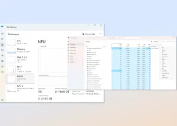 Administrador de tareas de Windows 11 mostrando el uso de la NPU