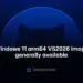 Imagen oficial relacionada con Windows 11 arm64 VS2026 image generally available