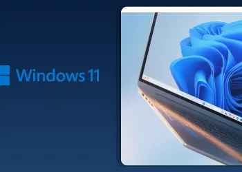 Equipo con Windows 11 y su barra de tareas visible junto al logotipo del sistema
