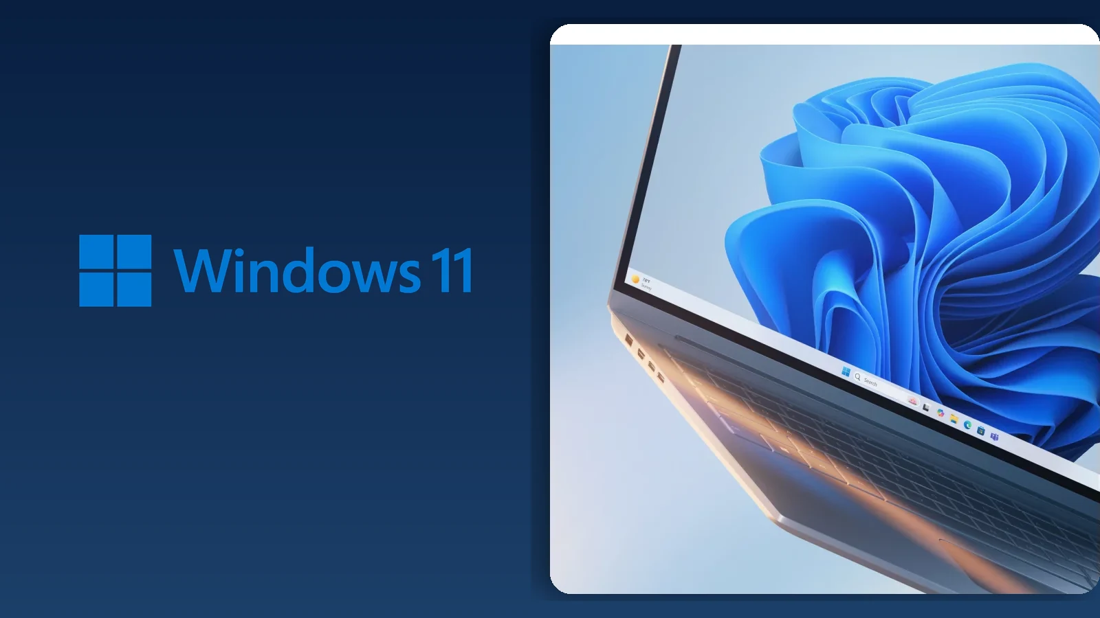 Equipo con Windows 11 y su barra de tareas visible junto al logotipo del sistema