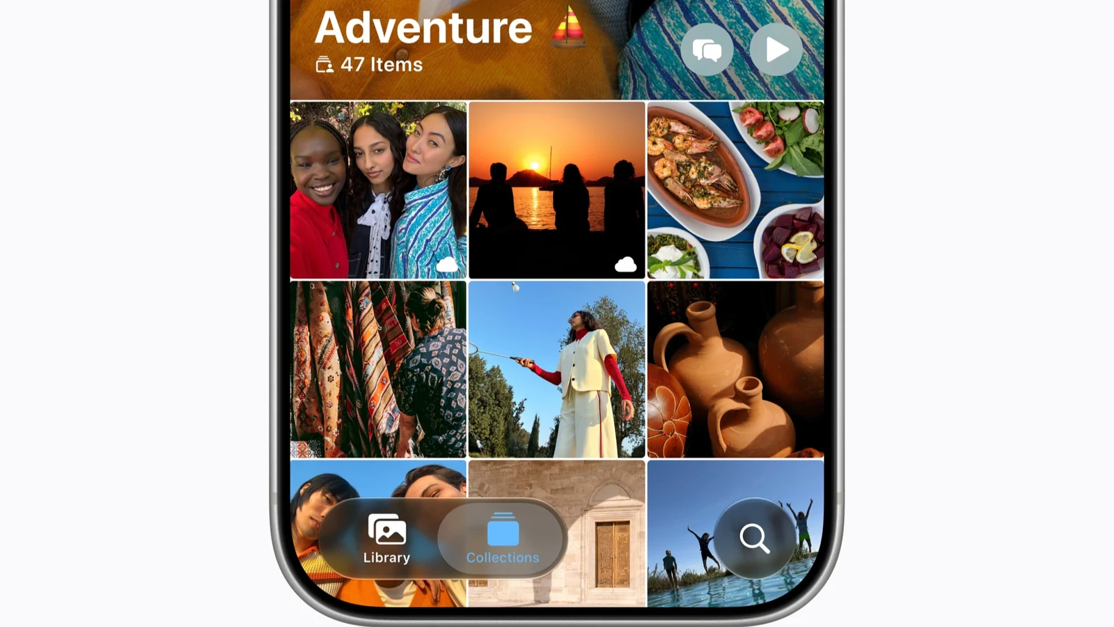 Aplicación Fotos en un iPhone