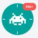 Icono de una alerta digital con un insecto pixelado y una notificación de 50k+