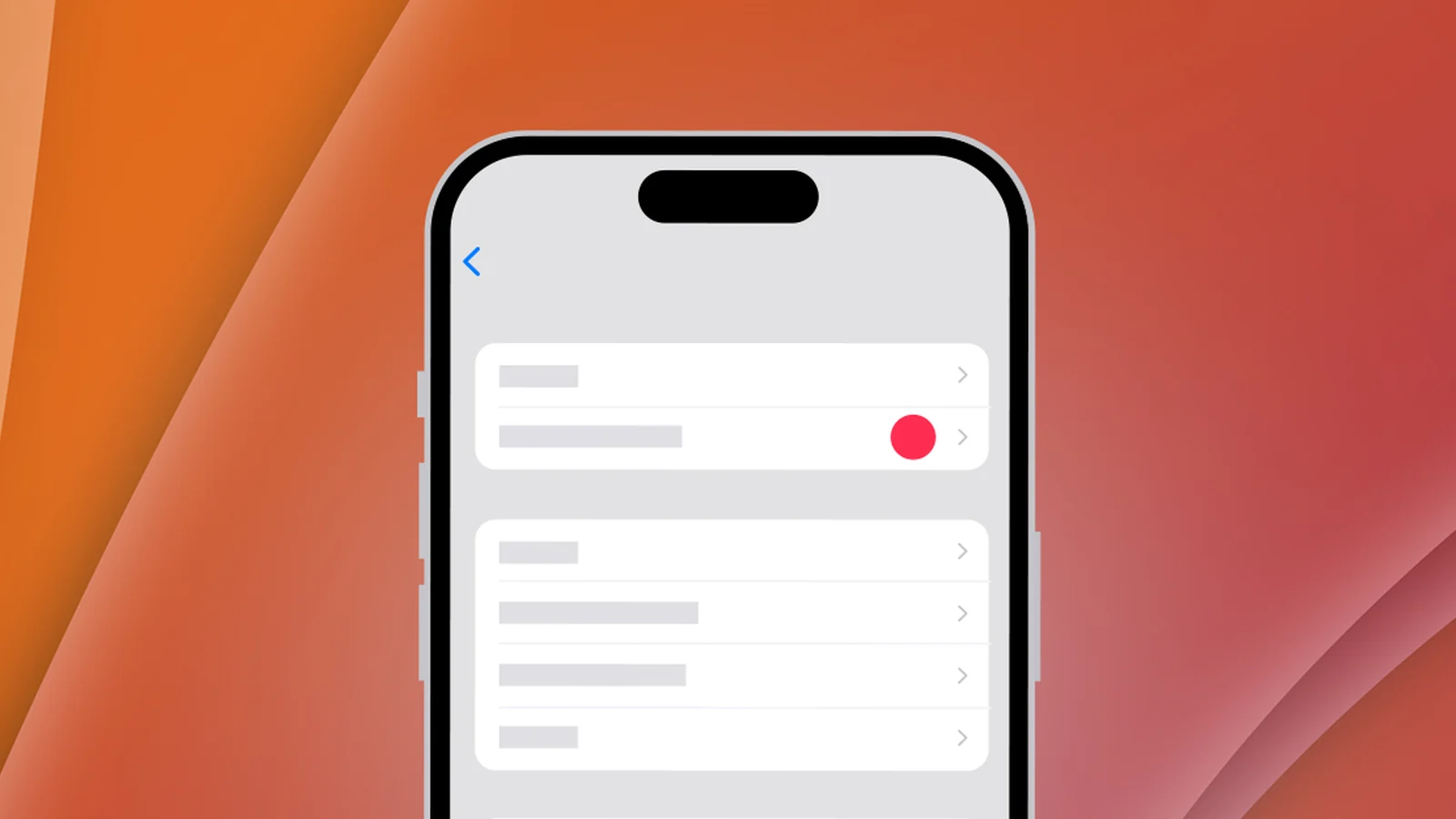 iPhone ilustrado con una pantalla de ajustes