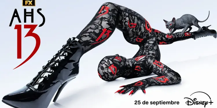 Imagen promocional de American Horror Story 13 con la fecha del 25 de septiembre y el logotipo de Disney+