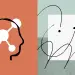 Ilustración abstracta de una cabeza y una red de nodos que representa un modelo de inteligencia artificial
