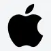 Logotipo negro de Apple sobre fondo blanco