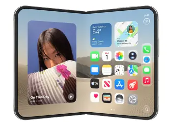 Pantalla de inicio de un iPhone Duo plegable abierta