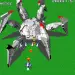 Combate contra un gran enemigo mecánico en Xevious 3D/G
