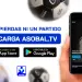 Promoción de ASOBAL TV en un teléfono móvil con enlaces de descarga para App Store y Google Play