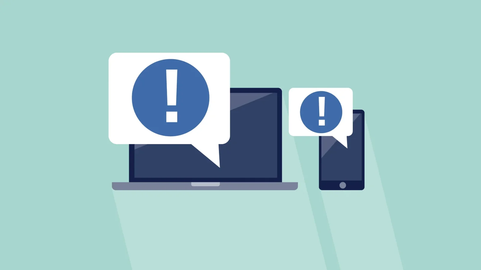 Ilustración de un portátil y un teléfono con alertas de seguridad