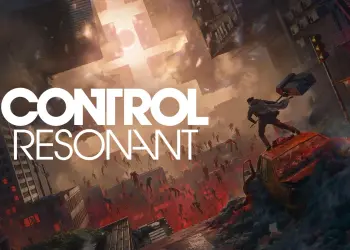 Arte de Control Resonant con el título del juego sobre una ciudad alterada