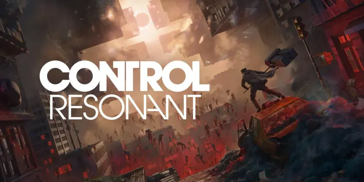 Arte de Control Resonant con el título del juego sobre una ciudad alterada