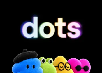 Nombre Dots y cuatro personajes de colores