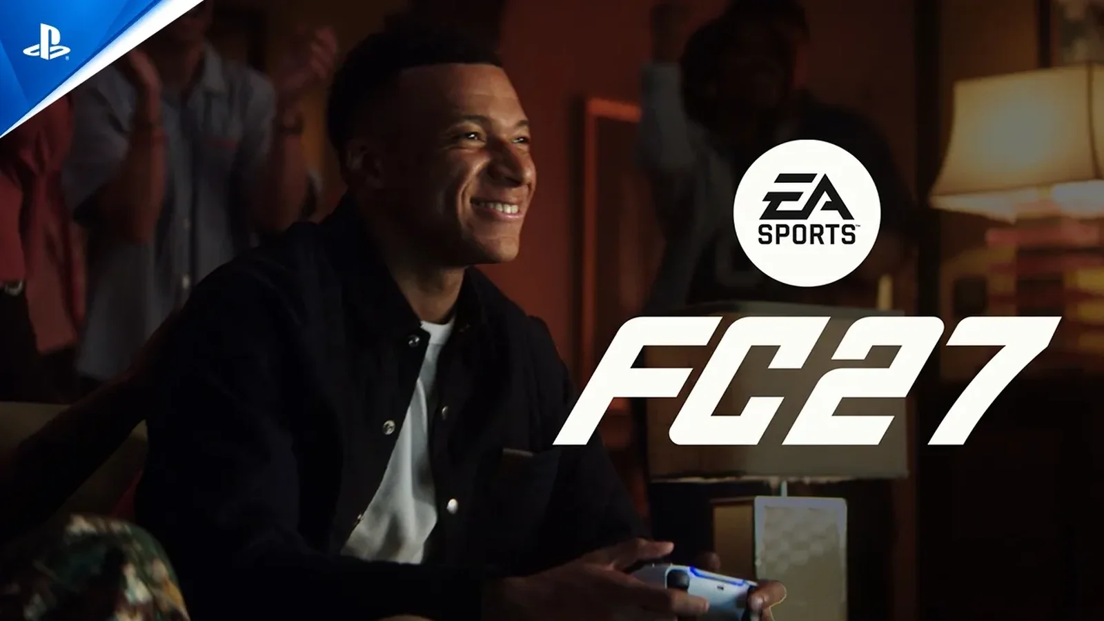 Imagen promocional de EA Sports FC 27 con un jugador que sostiene un mando