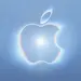 Logotipo de Apple sobre fondo azul