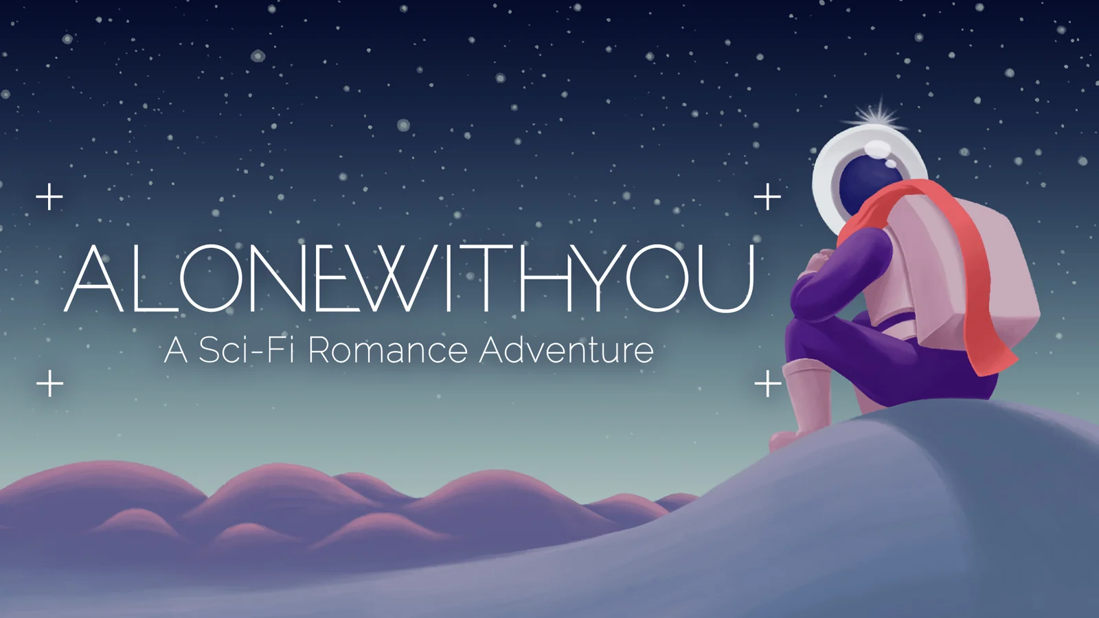 Ilustración de Alone With You con un astronauta ante un paisaje espacial