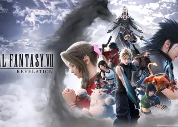 Arte promocional de Final Fantasy VII Revelation con Cloud, Zack y otros personajes