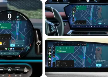 Interfaces de Android Auto mostradas en varias pantallas de automóvil
