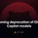 Aviso de retirada de modelos de GitHub Copilot