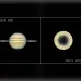 Composición de Saturno y una vista frontal de su polo sur con el patrón atmosférico decagonal