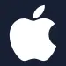 Logotipo blanco de Apple sobre fondo azul oscuro